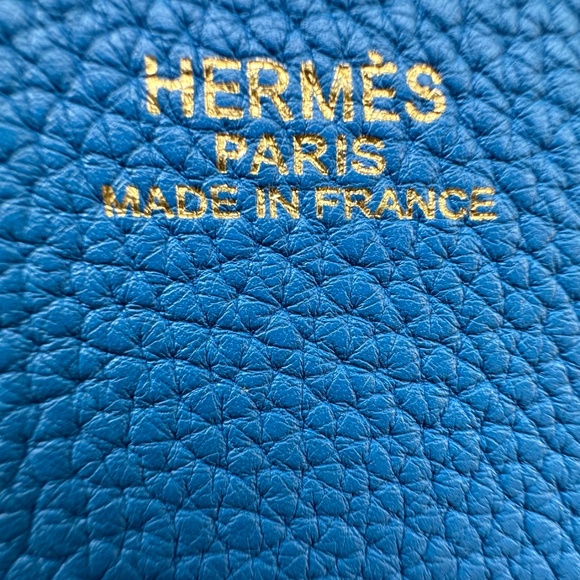 HERMES Clemence Double Sens 45 Reversible Blue Taupe Taurillon Leather Tote Bag - Picture 3 of 16